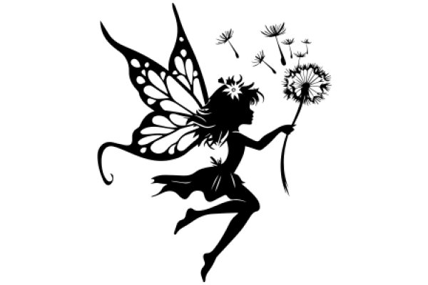 Silhouette of a Fairy with Dandelions