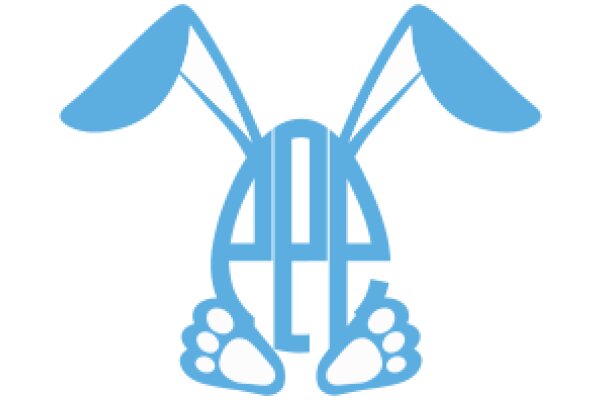 Stylized Blue Bunny Logo with Paw Prints