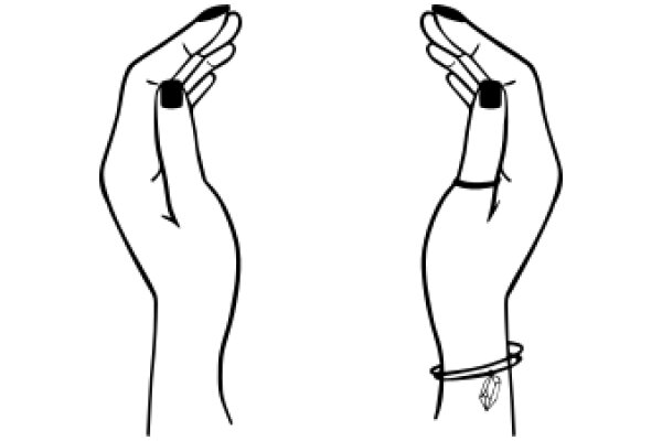 A Simple Line Drawing of a Hand with a Ring and Nail Polish