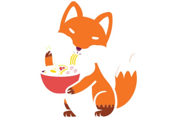 An Orange Fox Enjoying a Bowl of Noodles