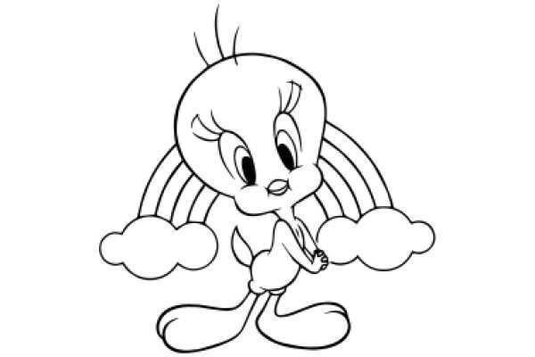 Whimsical Cartoon Character: A Charming Bunny with Cloud-like Ears