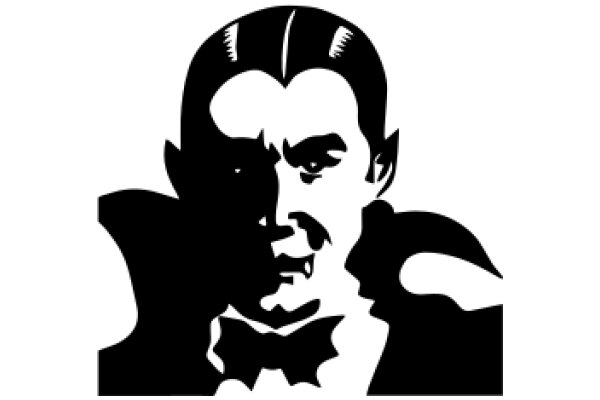 Silhouette of a Man with a Bowtie and a Dramatic Expression