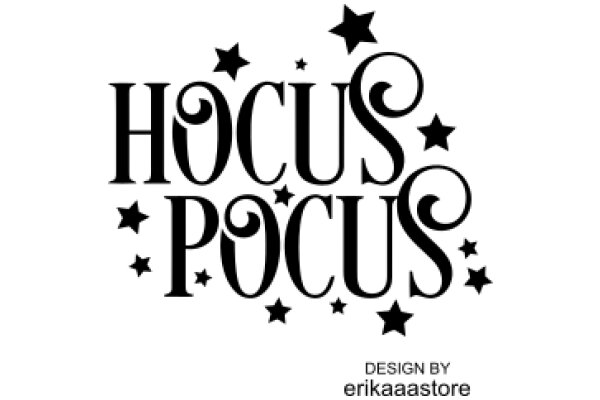 Halloween-Inspired Logo with the Words 'Hocus Pocus' and Stars