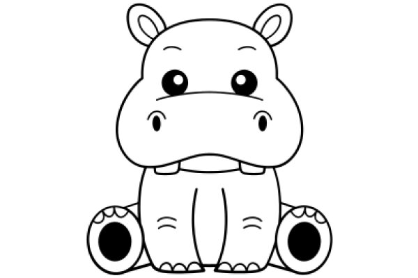 A Whimsical Scene: A Cartoon Hippo Amidst a Blank Background