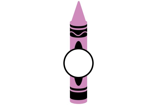 A Stylized Pink Cone with a Black Stripe and a White Circle