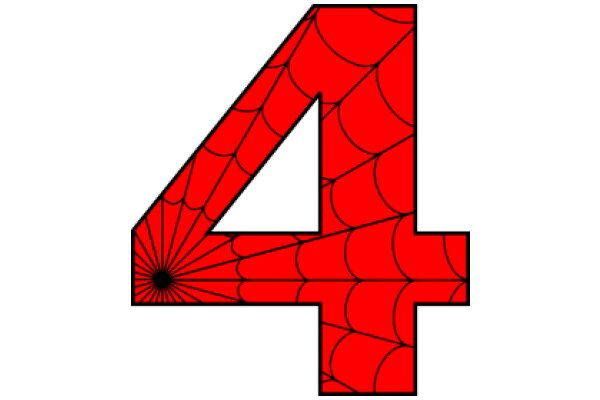 Vibrant Red Spider Web with the Number Four