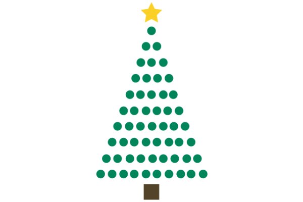 Simplified Christmas Tree Icon with Green Circles and Star Topper