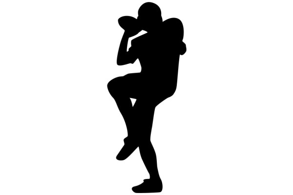 Silhouette of a Football Player in a Crouched Position