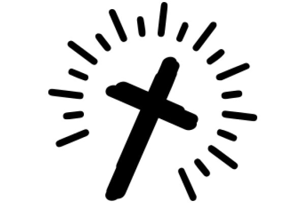 Simplistic Icon of a Cross with Rays of Light