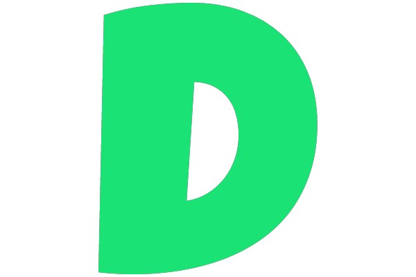 A Large, Green Letter 'D' on a White Background