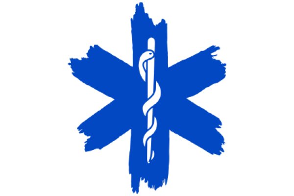 Stylized Blue Cross with a Snake Design