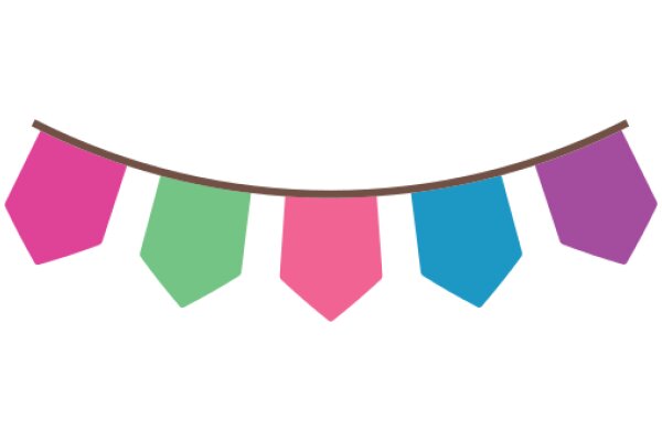 Vibrant Banner of Triangular Flags in a Curved Row