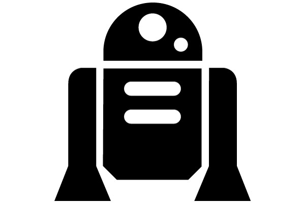 Stylized Icon of a Robot with a Dot for a Head