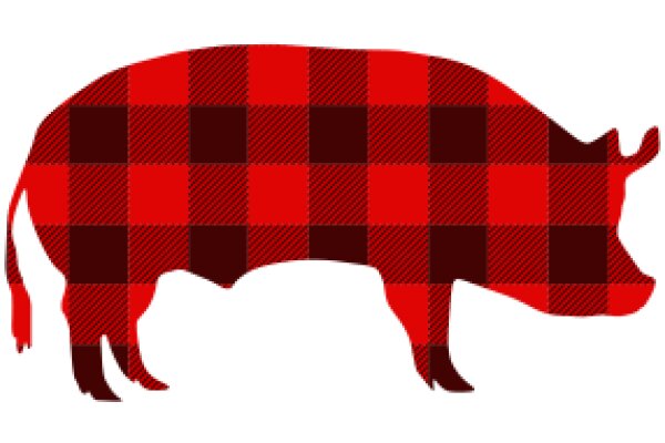 Stylized Red and Black Plaid Pig Icon