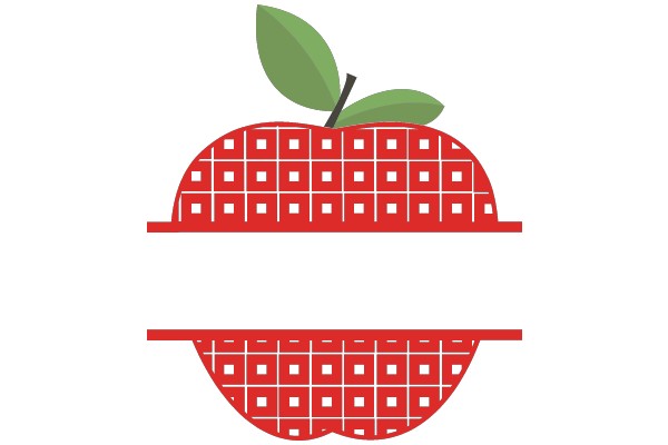 A Red Apple with a Green Leaf, Illustrated in a Stylized Fashion