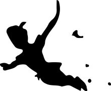 Silhouette of a Jumping Figure with a Sword