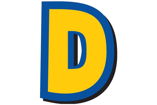 A Graphic Representation of the Letter 'D' in Blue and Yellow