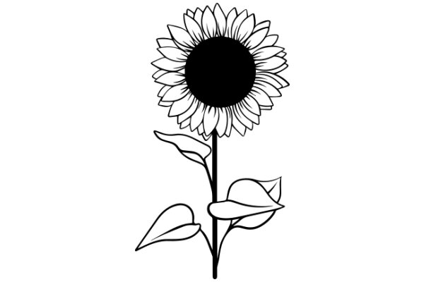 A Simple Line Drawing of a Sunflower