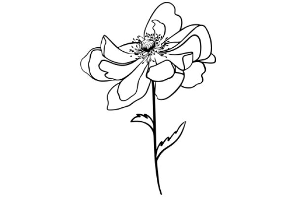 A Line Drawing of a Flower with a Stem