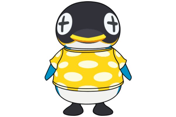 A Friendly Penguin in a Yellow Polka Dot Shirt