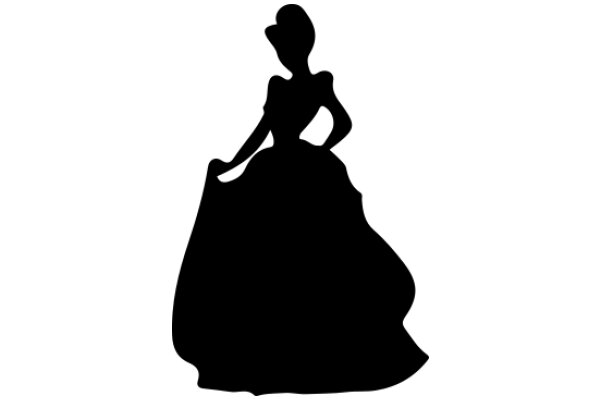 Silhouette of a Fashionable Lady in a Gown