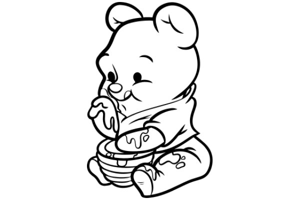 A Whimsical Illustration of a Bear with a Delightful Snack