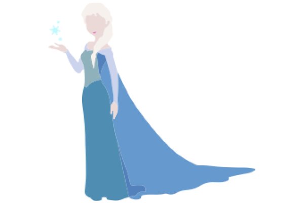 A Princess in a Blue Gown, Casting a Spell with a Wand