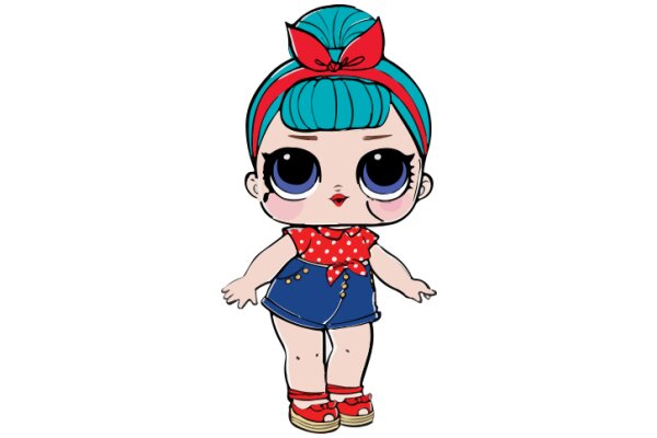 Stylish Anime Character with Blue Hair and Red Shoes