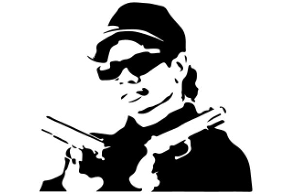 Silhouette of a Man with a Hat and Guns