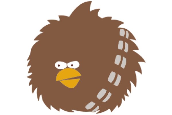 A Whimsical Character: The Brown Fuzzball with a Yellow Beak and Eyes