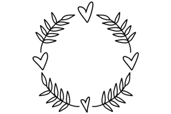 Hand-Drawn Art: A Simple yet Elegant Laurel Wreath with Heart Accents