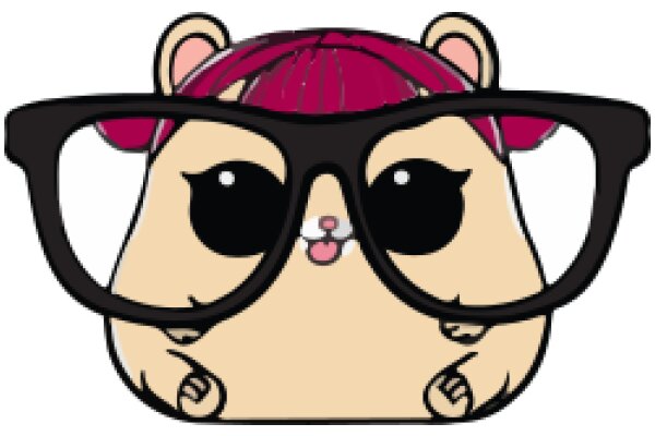 A Cute Cartoon Character with Pink Hair and Black Glasses