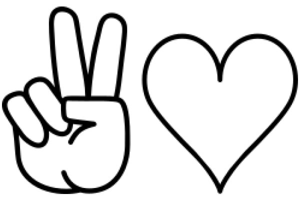 Simplistic Line Drawing of a Peace Sign and a Heart