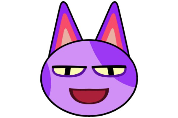 A Purple Cartoon Cat with a Smile