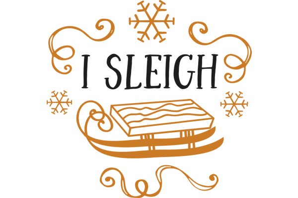 I Sleigh: A Festive Illustration of a Sleigh and Snowflakes