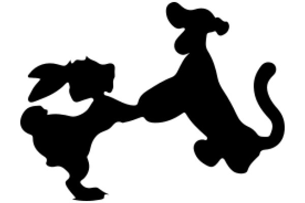 Silhouette of a Cat and a Dog in a Playful Pose