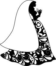 Silhouette of a Bride with a Bouquet of Flowers