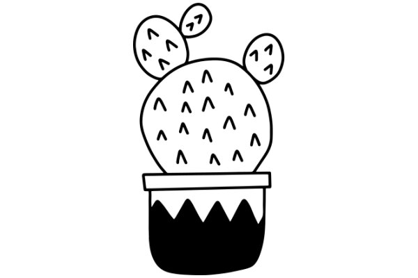 A Whimsical Illustration of a Cactus with a Pot