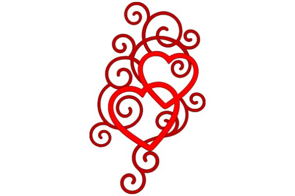 Vibrant Red Heart Design with Intricate Swirls