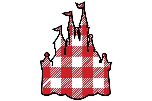 Vibrant Red and White Checkered Castle Illustration