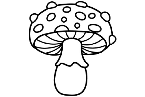 Whimsical Line Drawing of a Mushroom