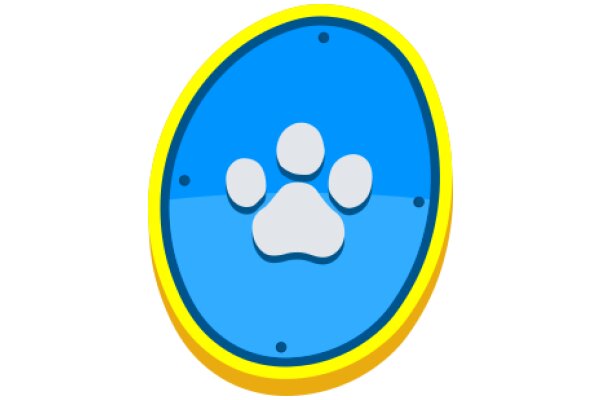 Digital Illustration of a Blue and Yellow Circle with a Paw Print Inside