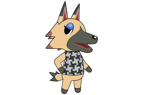 An Adorable Cartoon Fox with a Blue Eye and a Gray Vest