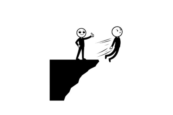 A Friendly Gesture: A Cartoon Illustration of a Thumbs-Up and a Falling Character