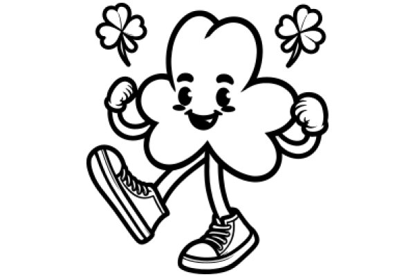 Stylish Cartoon Cloud with a Smile and Shamrocks