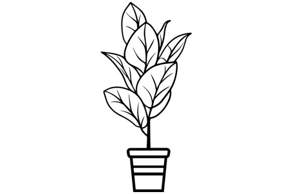 A Simple Line Drawing of a Plant in a Pot