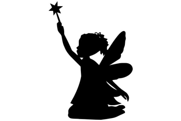 Silhouette of a Fairy Celebrating with a Star