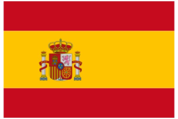 Vibrant Spanish Flag with a Detailed Coat of Arms