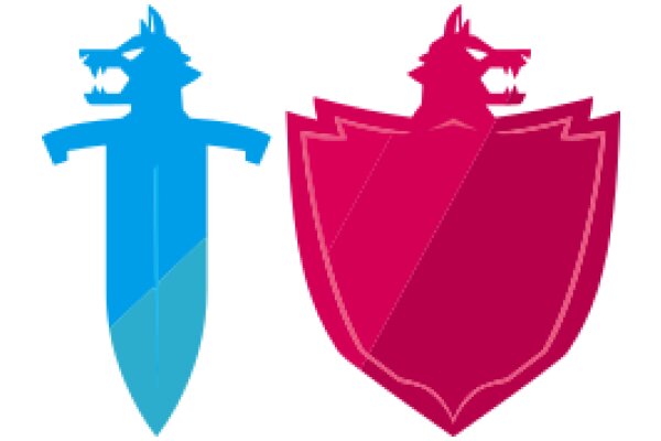 A Comparison of Two Stylized Wolf Shields: One Blue, One Pink