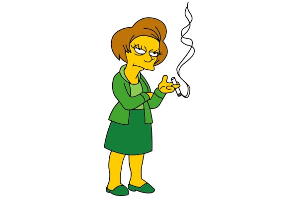 A Cartoon Character with a Cigarette in Hand, Standing Against a White Background